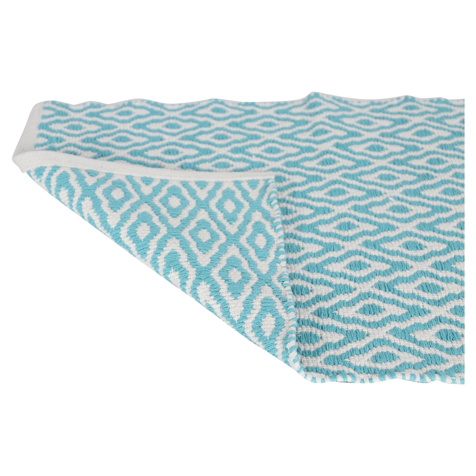 Differnz Brighton badmat 100% katoen - geschikt voor vloerverwarming - 50 x 80 cm - blauw/wit - Mozaiektegel.com