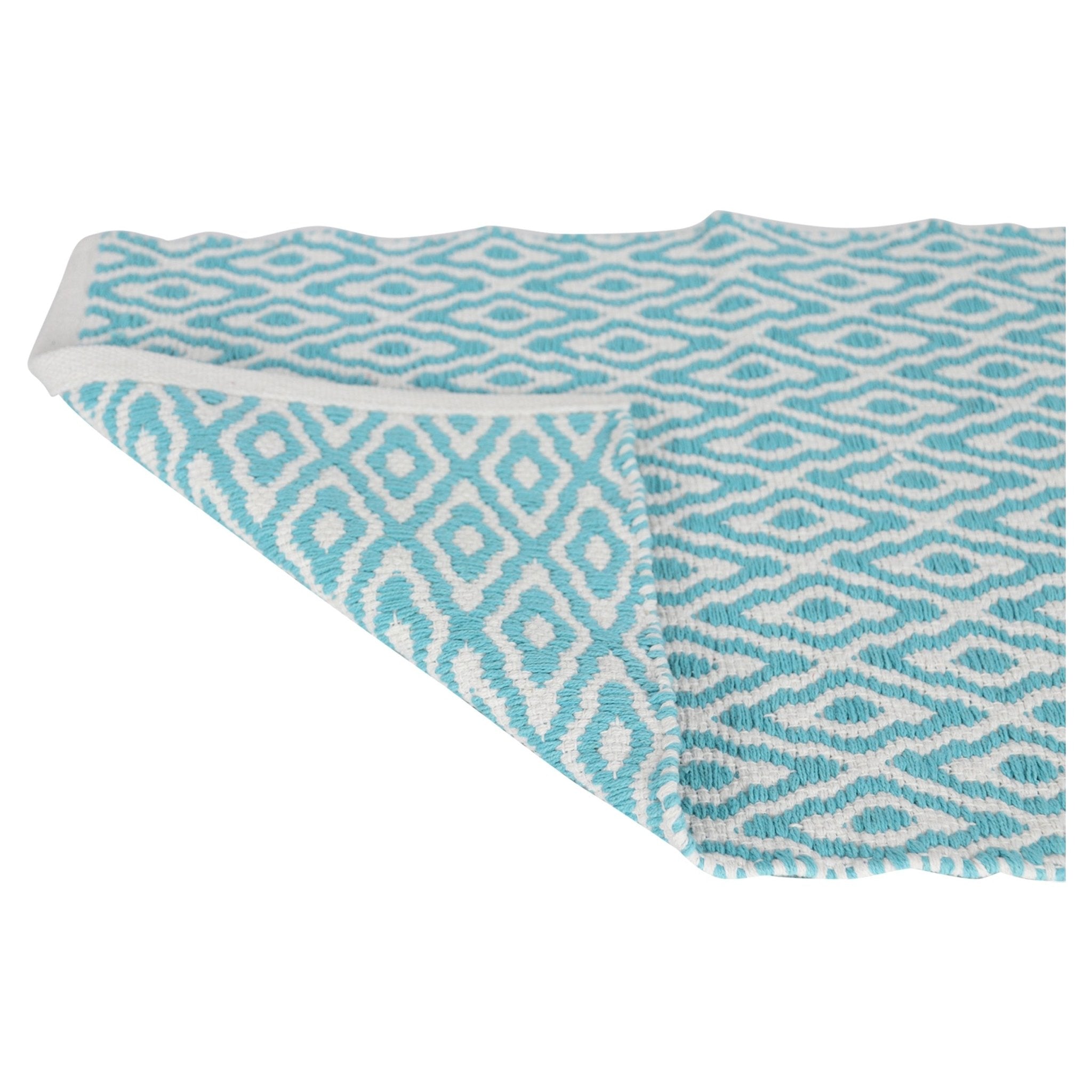 Differnz Brighton badmat 100% katoen - geschikt voor vloerverwarming - 50 x 80 cm - blauw/wit - Mozaiektegel.com