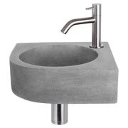 Differnz Cleo fonteinset beton donkergrijs - kraan gebogen - 31.5 x 31.5 x 10 cm - mat chroom - Mozaiektegel.com