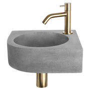 Differnz Cleo fonteinset beton donkergrijs - kraan gebogen - 31.5 x 31.5 x 10 cm - mat goud - Mozaiektegel.com