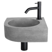 Differnz Cleo fonteinset beton donkergrijs - kraan gebogen - 31.5 x 31.5 x 10 cm - mat zwart - Mozaiektegel.com