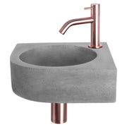 Differnz Cleo fonteinset beton donkergrijs - kraan gebogen - 31.5 x 31.5 x 10 cm - rood koper - Mozaiektegel.com