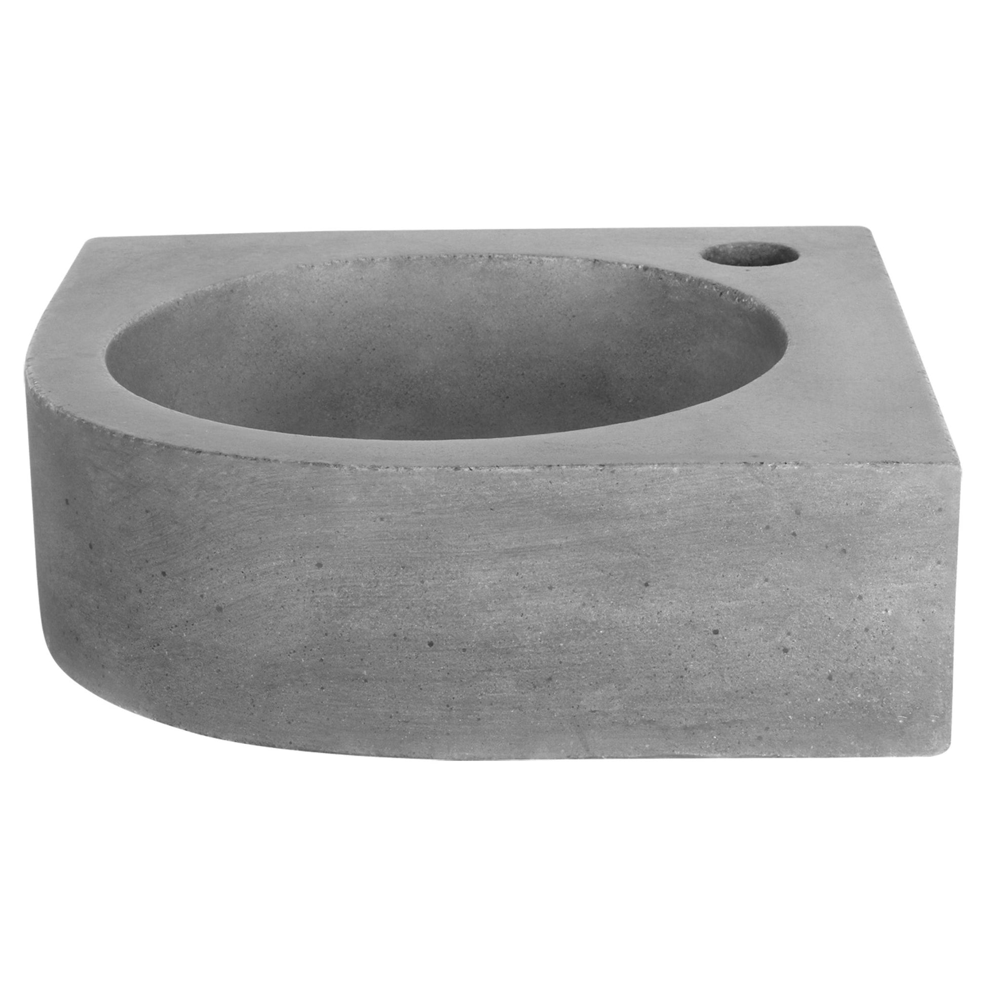 Differnz Cleo fonteinset beton donkergrijs - kraan recht - 31.5 x 31.5 x 10 cm - chroom - Mozaiektegel.com