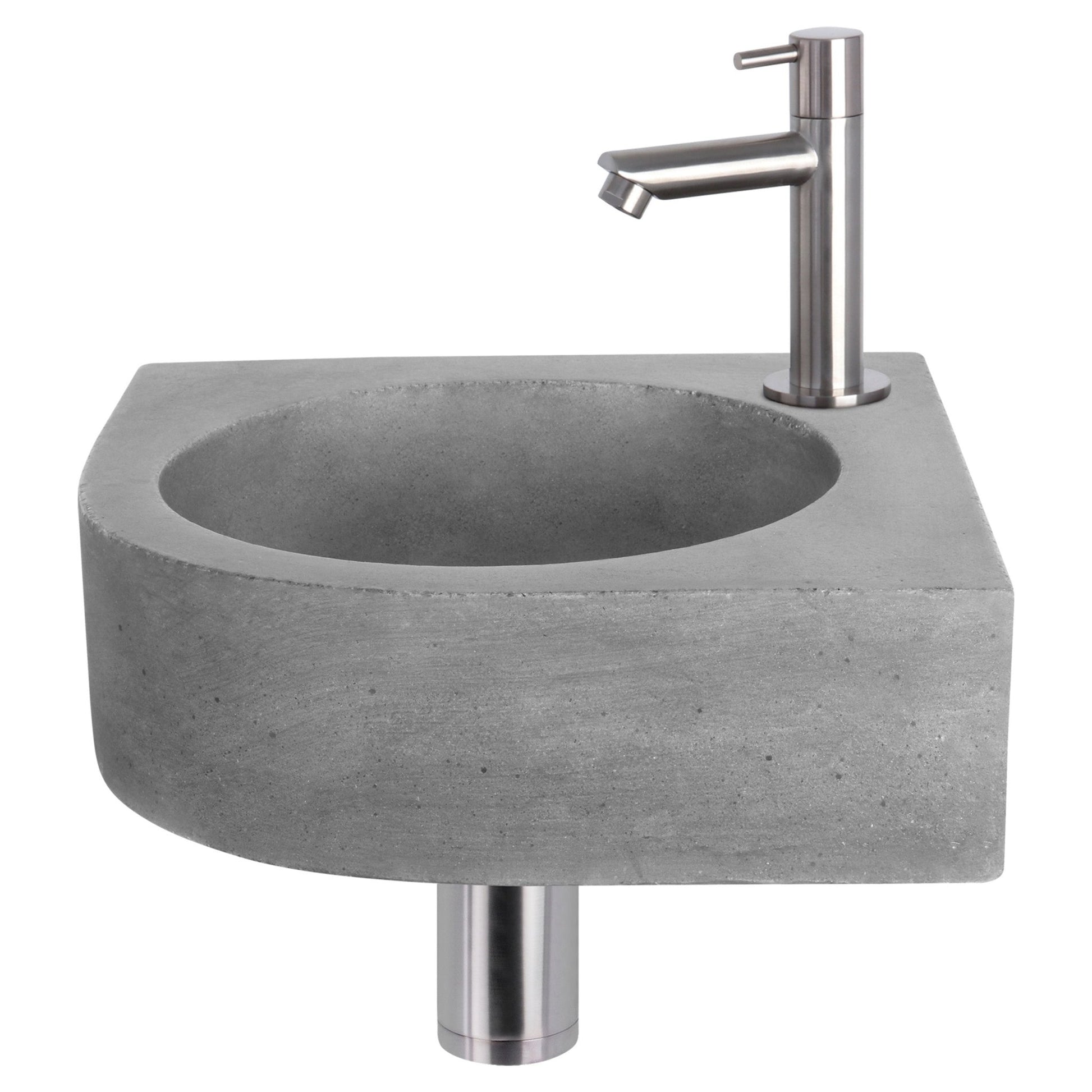 Differnz Cleo fonteinset beton donkergrijs - kraan recht - 31.5 x 31.5 x 10 cm - mat chroom - Mozaiektegel.com