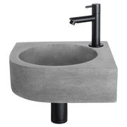 Differnz Cleo fonteinset beton donkergrijs - kraan recht - 31.5 x 31.5 x 10 cm - mat zwart - Mozaiektegel.com
