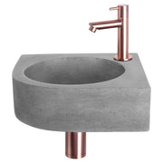 Differnz Cleo fonteinset beton donkergrijs - kraan recht - 31.5 x 31.5 x 10 cm - rood koper - Mozaiektegel.com