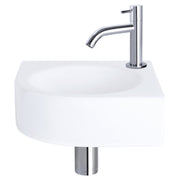 Differnz Cleo fonteinset keramiek - kraan gebogen - 30 x 30 x 10 cm - chroom - Mozaiektegel.com