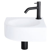 Differnz Cleo fonteinset keramiek - kraan gebogen - 30 x 30 x 10 cm - mat zwart - Mozaiektegel.com