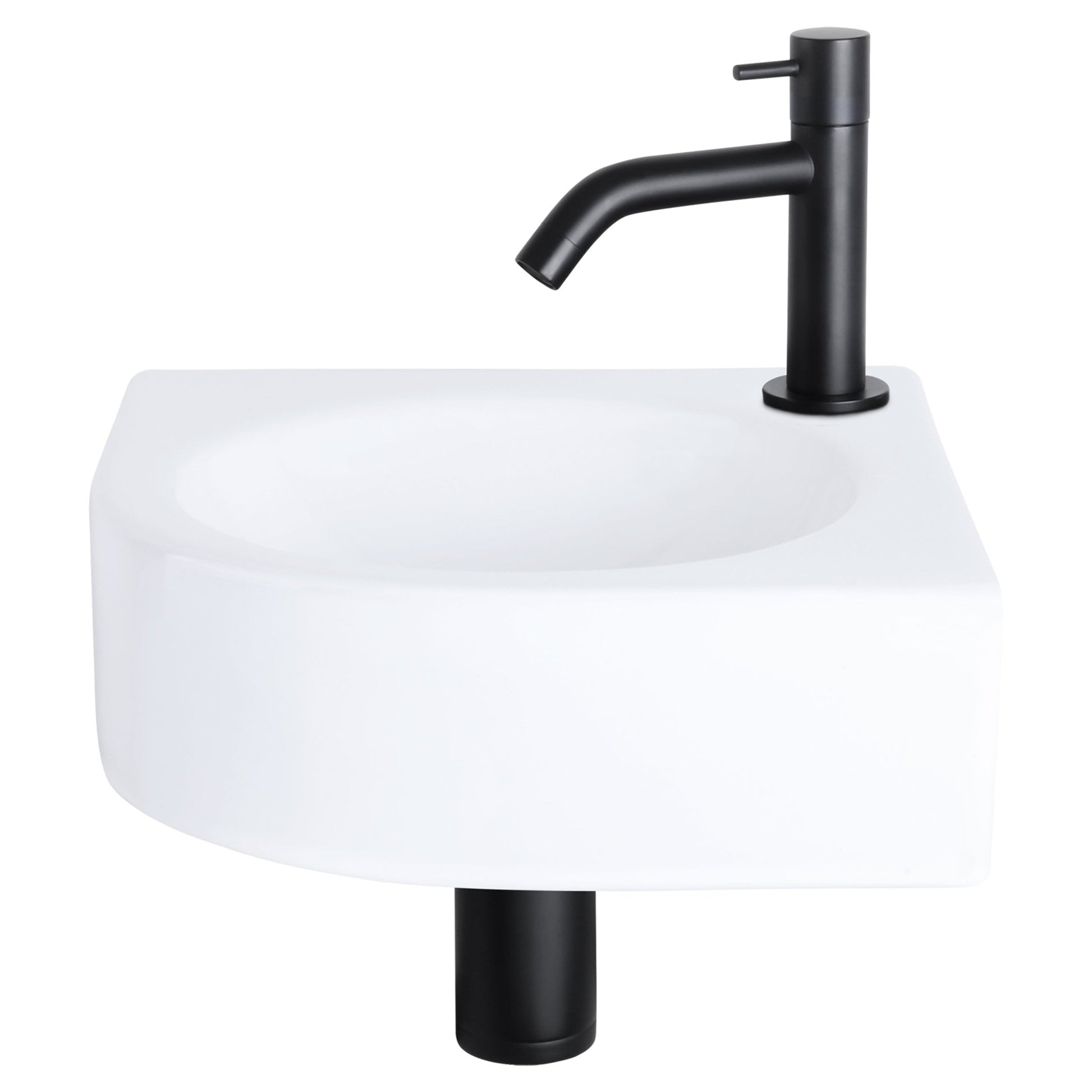 Differnz Cleo fonteinset keramiek - kraan gebogen - 30 x 30 x 10 cm - mat zwart - Mozaiektegel.com