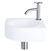 Differnz Cleo fonteinset keramiek - kraan kruis - 30 x 30 x 10 cm - chroom - Mozaiektegel.com