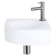 Differnz Cleo fonteinset keramiek - kraan recht - 30 x 30 x 10 cm - mat chroom - Mozaiektegel.com