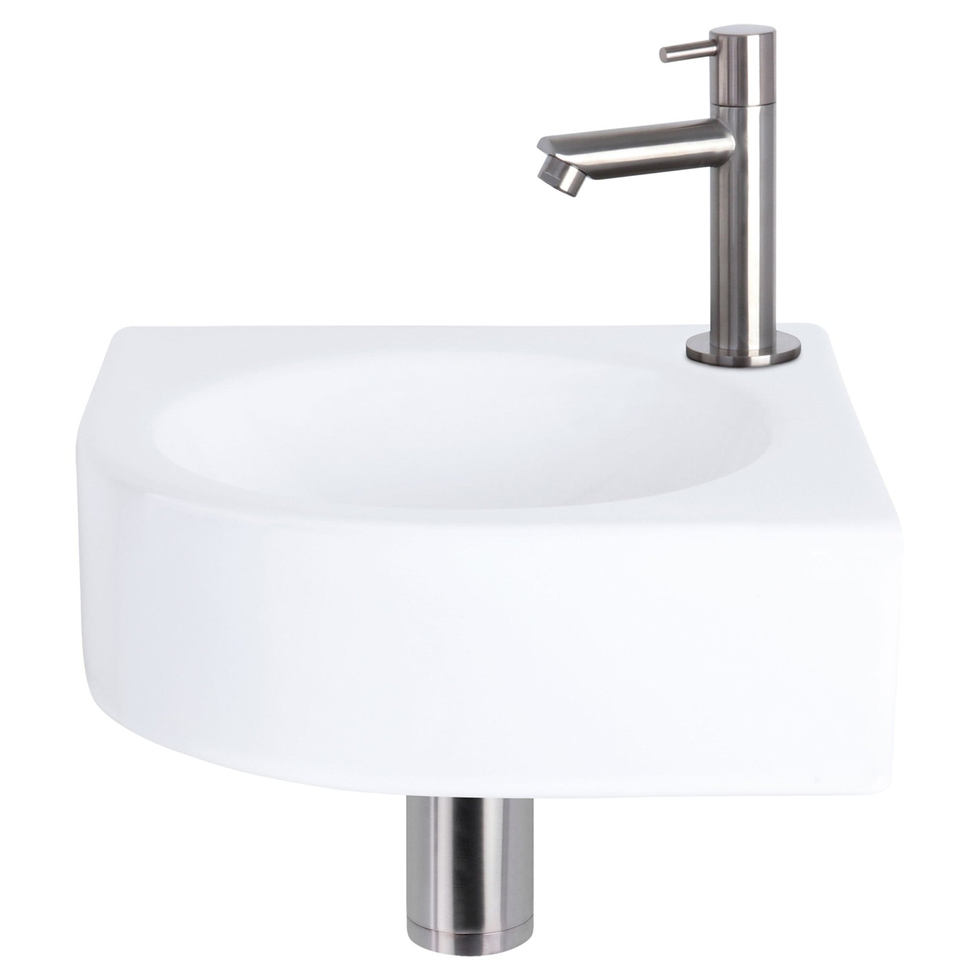 Differnz Cleo fonteinset keramiek - kraan recht - 30 x 30 x 10 cm - mat chroom - Mozaiektegel.com