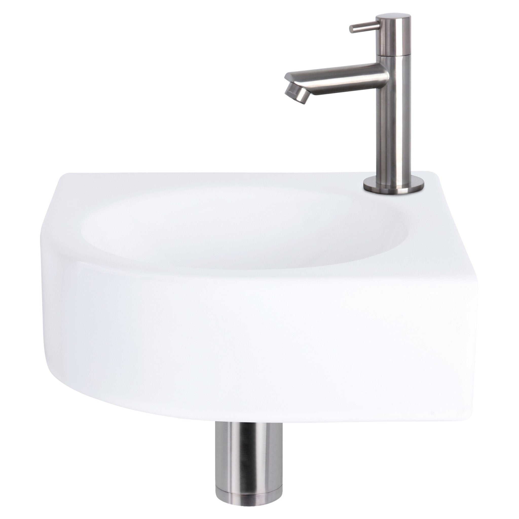 Differnz Cleo fonteinset keramiek - kraan recht - 30 x 30 x 10 cm - mat chroom - Mozaiektegel.com