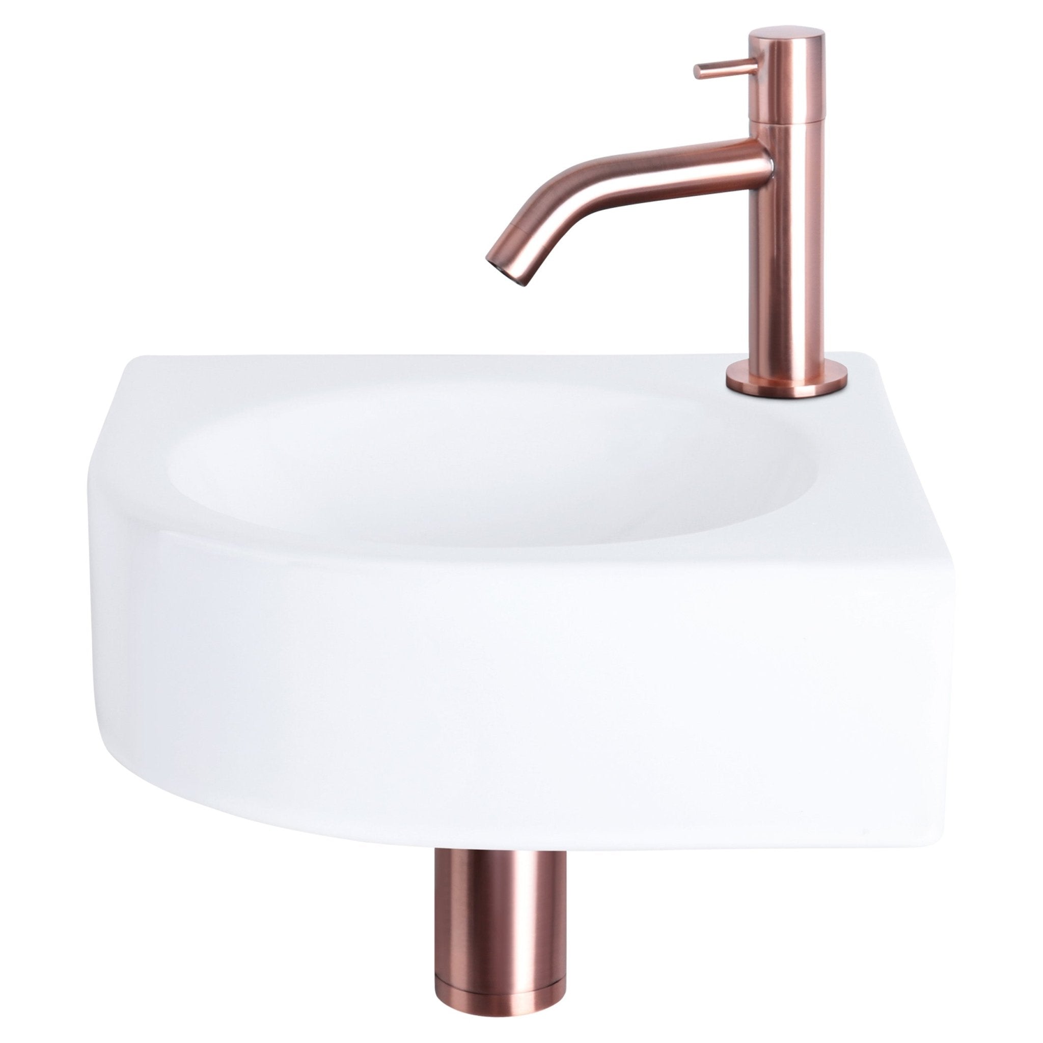 Differnz Cleo fonteinset keramiek - kraan recht - 30 x 30 x 10 cm - mat goud - Mozaiektegel.com