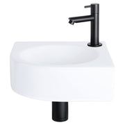 Differnz Cleo fonteinset keramiek - kraan recht - 30 x 30 x 10 cm - mat zwart - Mozaiektegel.com