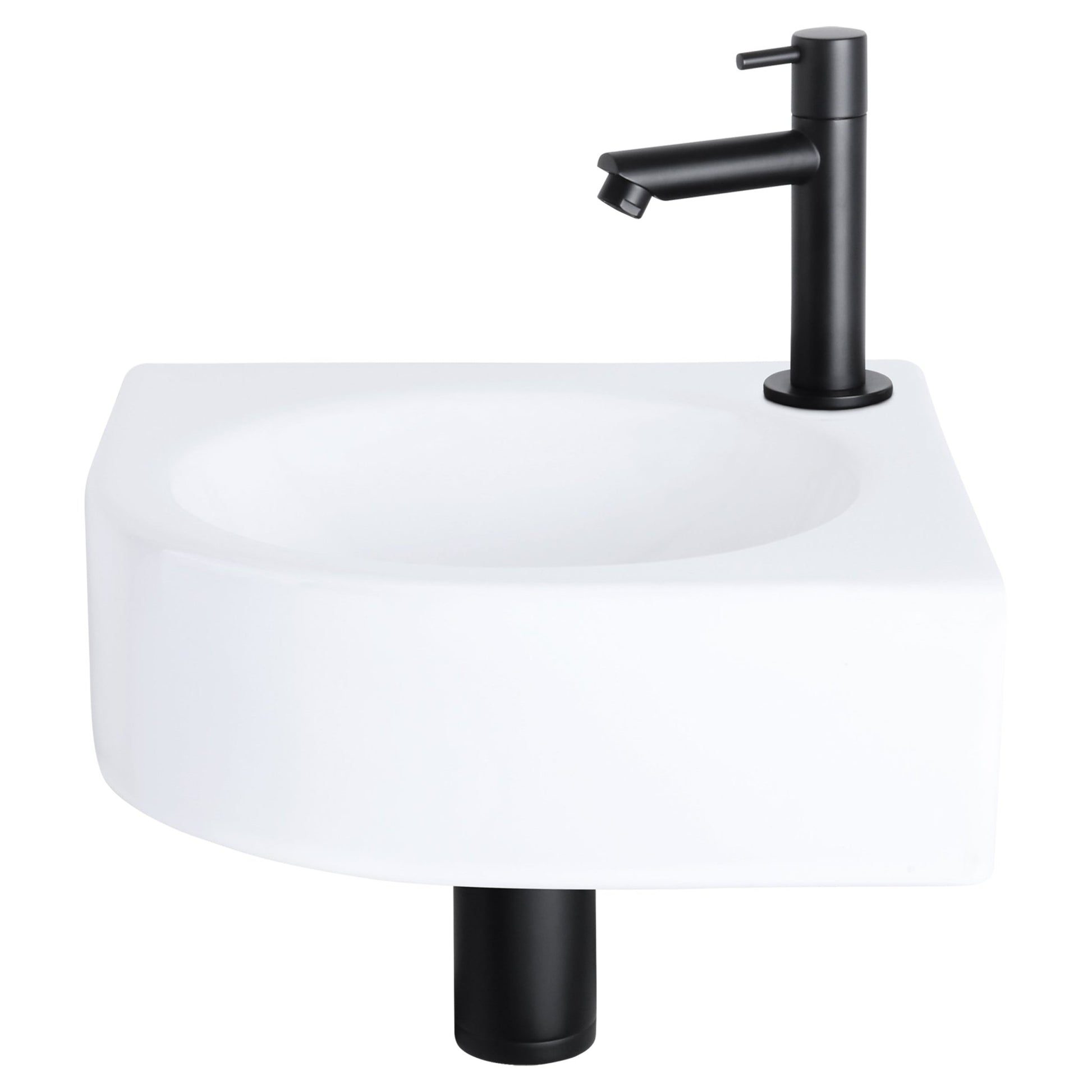 Differnz Cleo fonteinset keramiek - kraan recht - 30 x 30 x 10 cm - mat zwart - Mozaiektegel.com