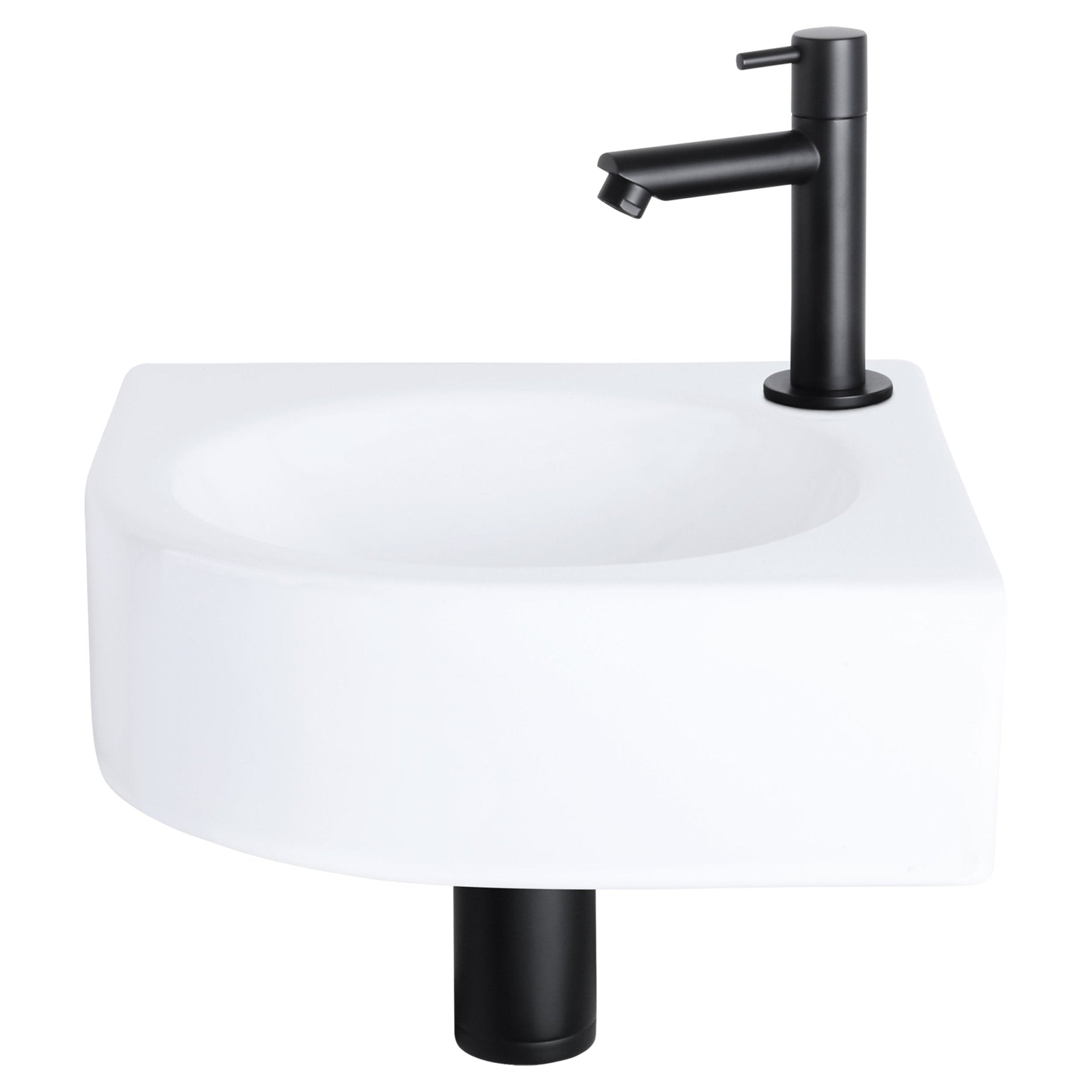 Differnz Cleo fonteinset keramiek - kraan recht - 30 x 30 x 10 cm - mat zwart - Mozaiektegel.com