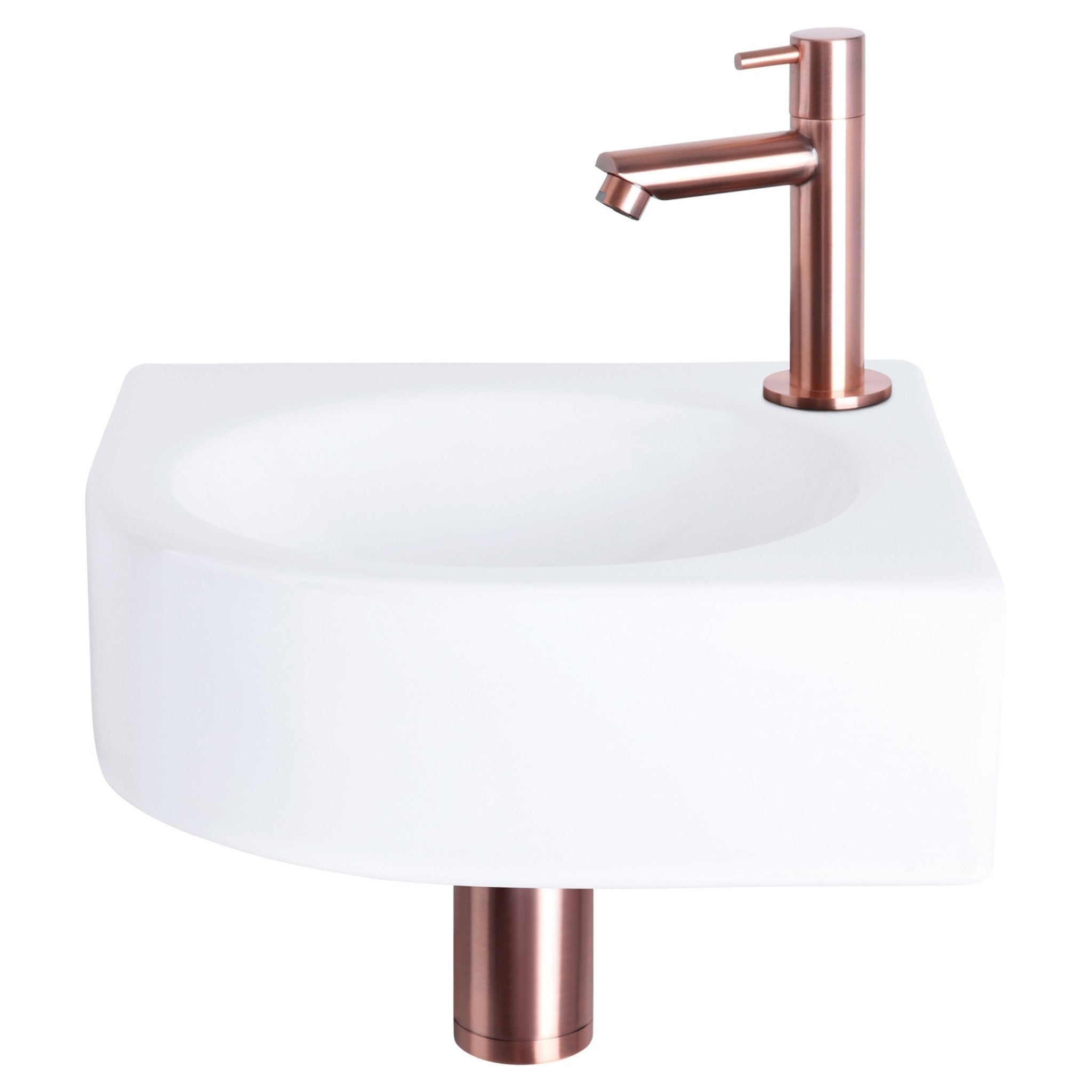 Differnz Cleo fonteinset keramiek - kraan recht - 30 x 30 x 10 cm - rood koper - Mozaiektegel.com