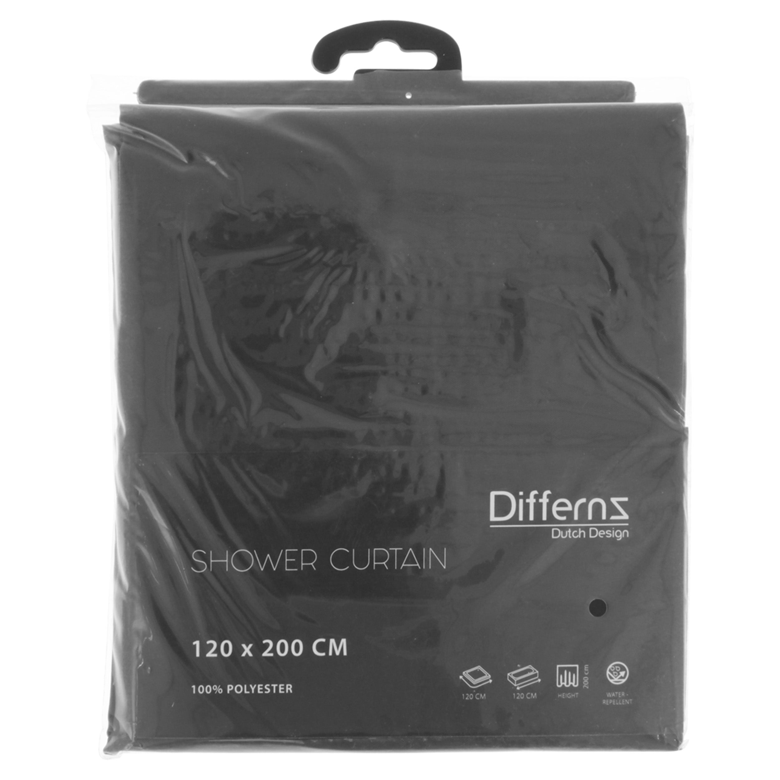Differnz Color douchegordijn 100% polyester - verzwaarde onderzoom - 120 x 200 cm - antraciet - Mozaiektegel.com