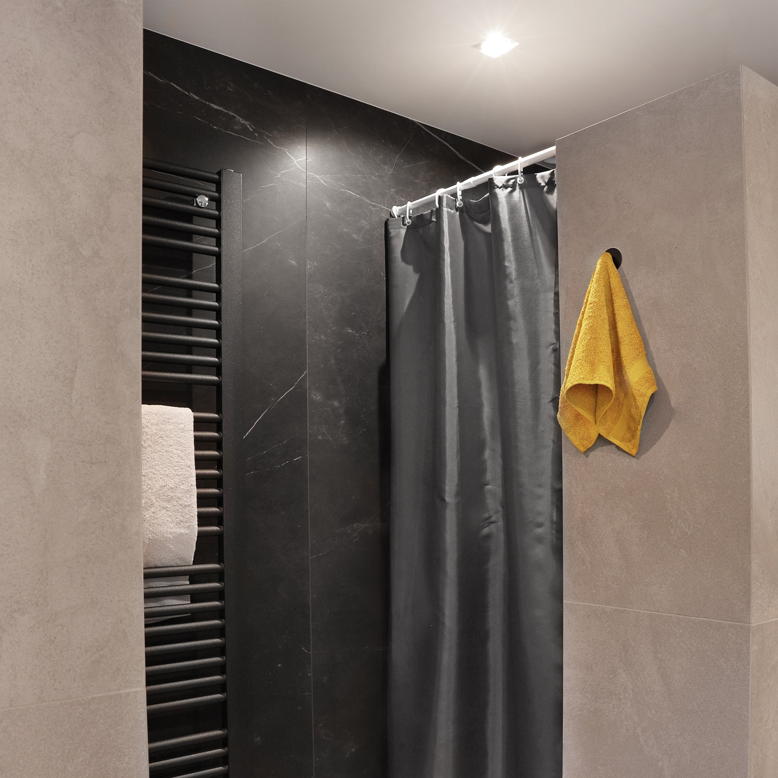 Differnz Color douchegordijn 100% polyester - verzwaarde onderzoom - 120 x 200 cm - antraciet - Mozaiektegel.com