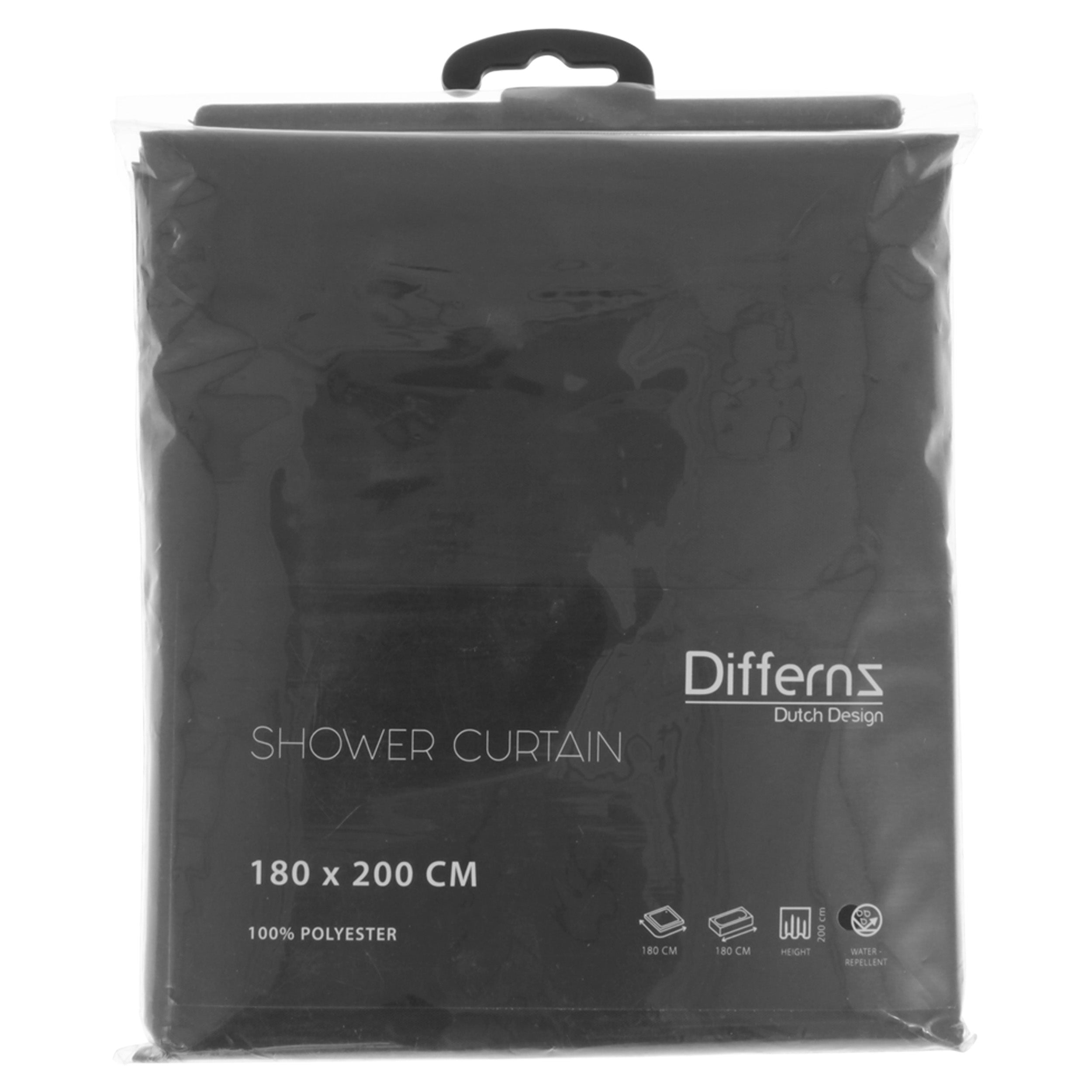 Differnz Color douchegordijn 100% polyester - verzwaarde onderzoom - 180 x 200 cm - antraciet - Mozaiektegel.com