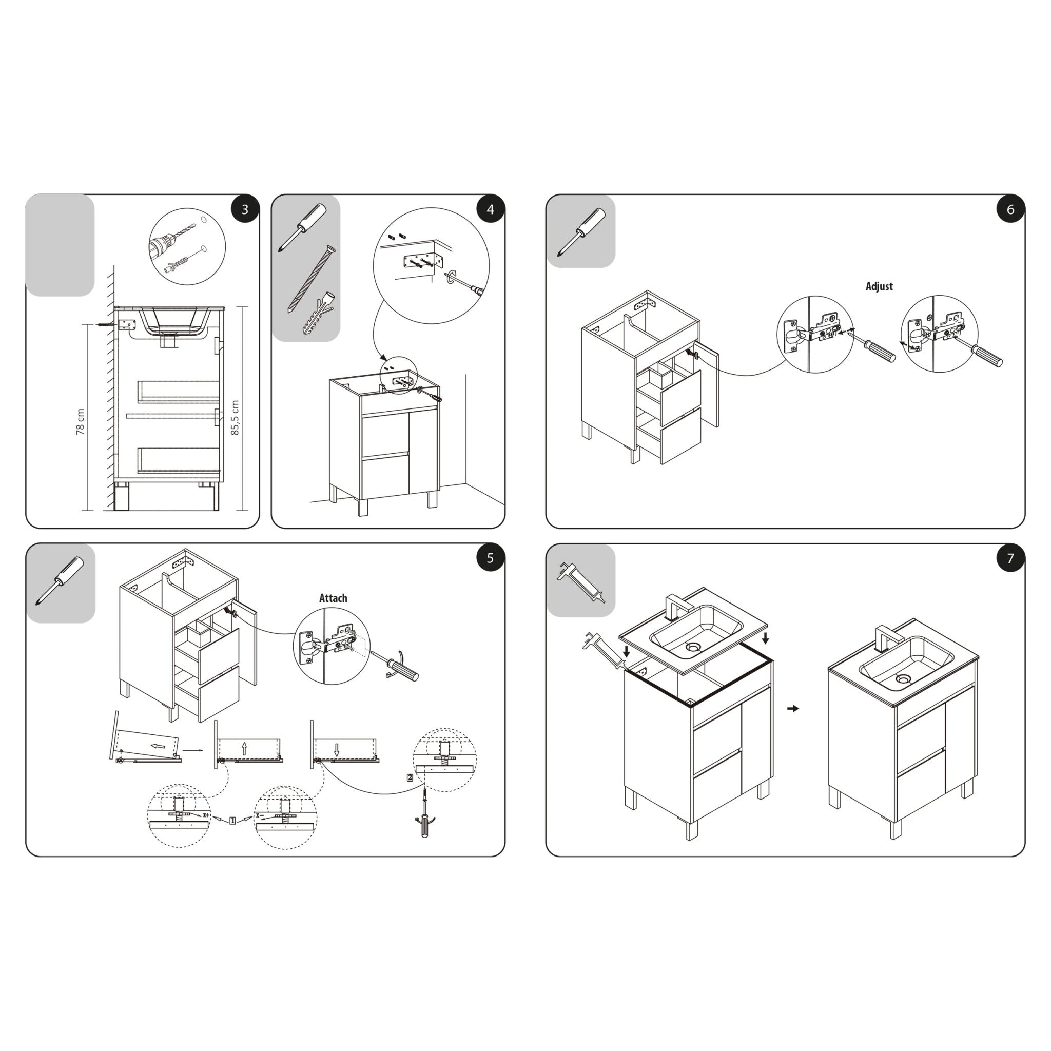 Differnz Country side onderkast FSC® | wit | 79 x 45 x 85 cm - Mozaiektegel.com