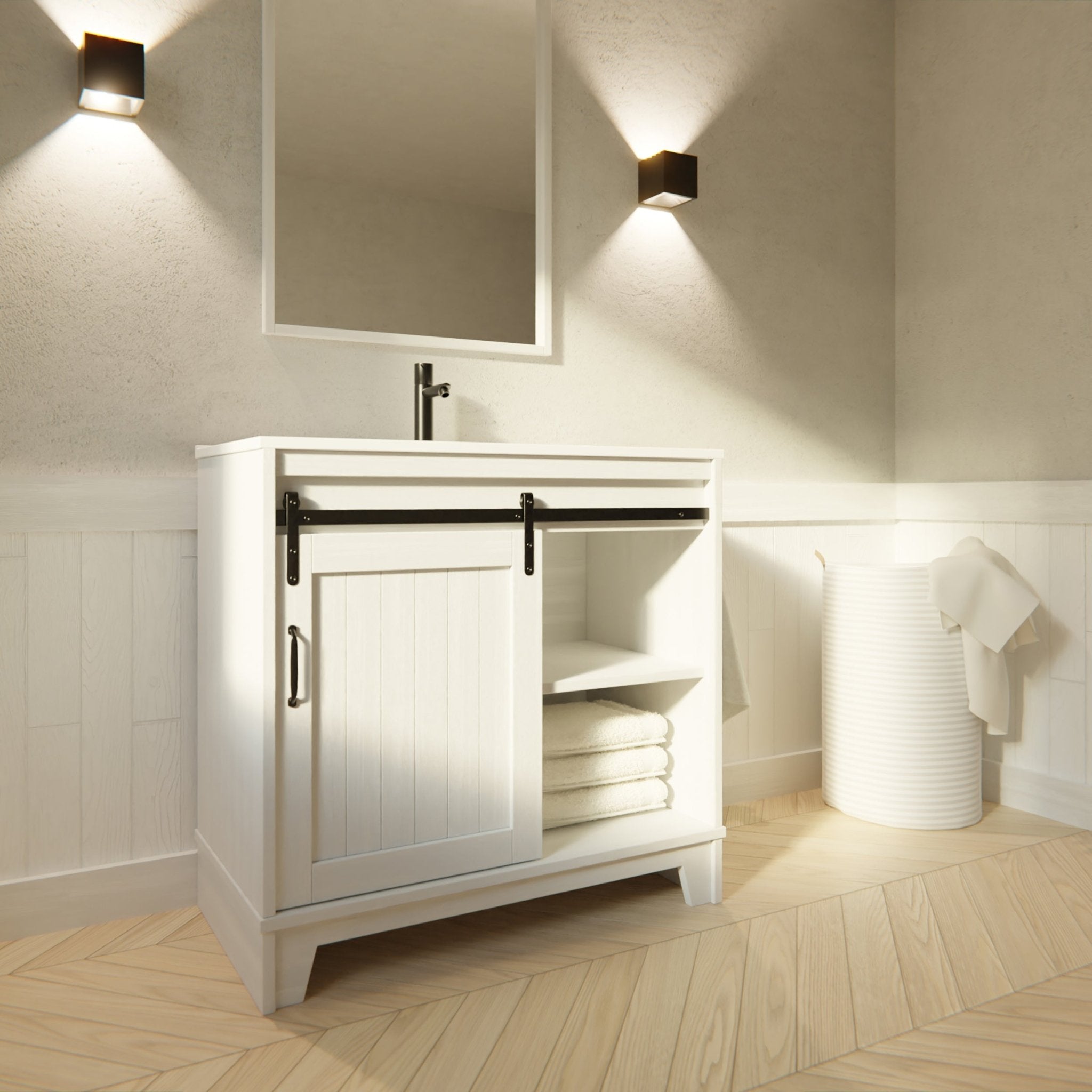 Differnz Country side wastafel | wit | 81 x 46.5 cm - Mozaiektegel.com