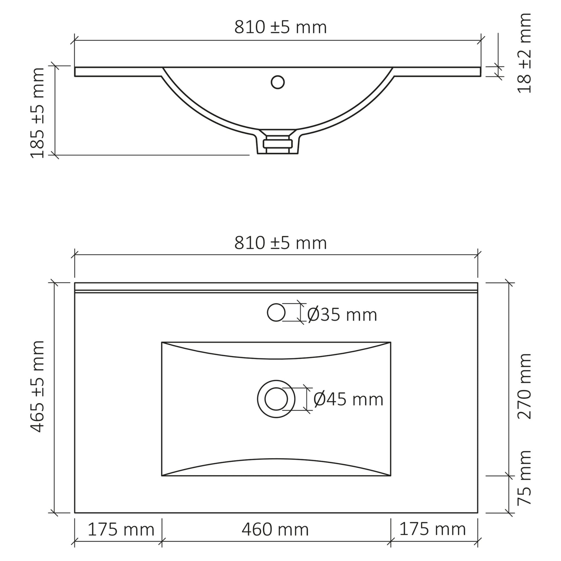 Differnz Country side wastafel | wit | 81 x 46.5 cm - Mozaiektegel.com