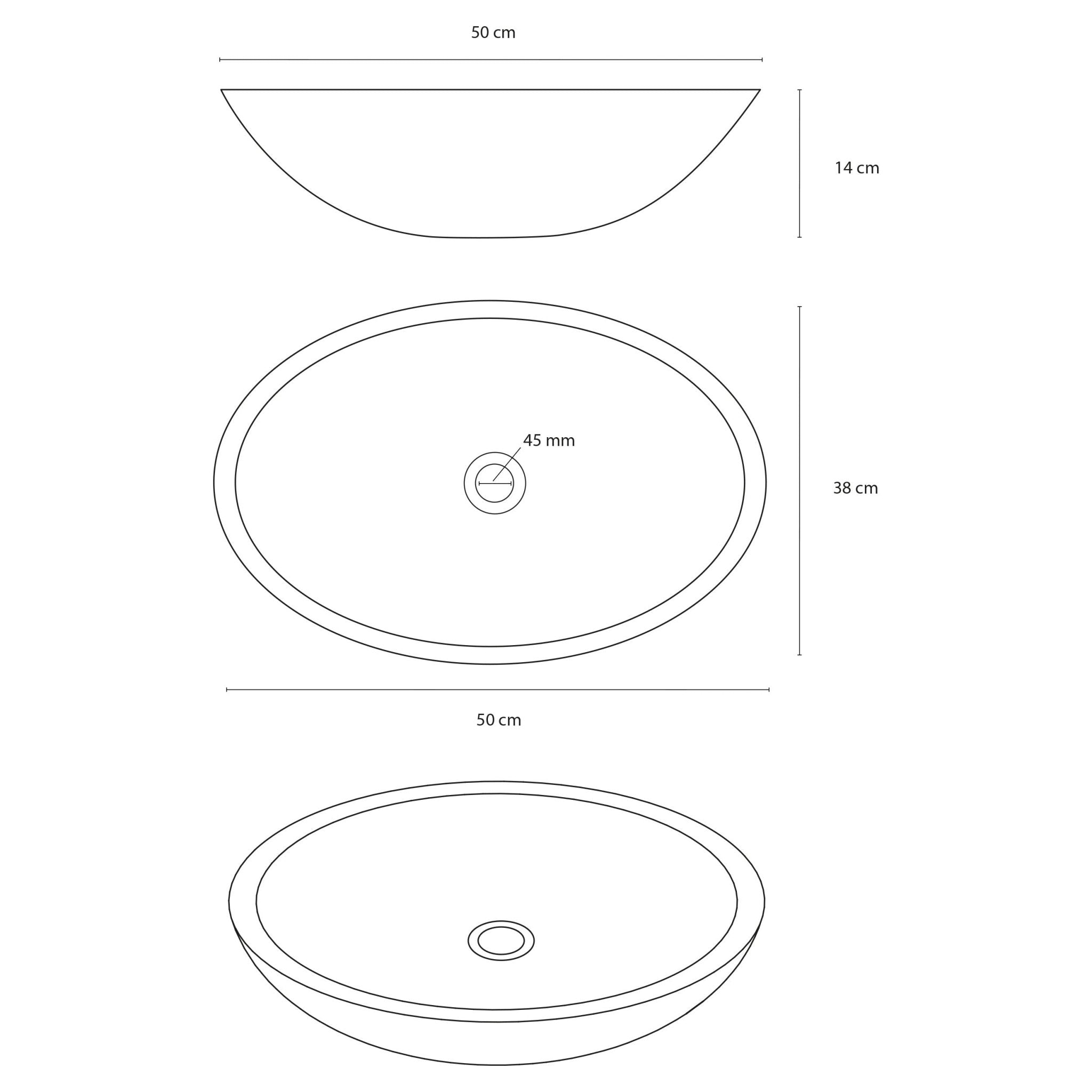 Differnz Dias waskom beton | donkergrijs | 50 x 39 x 14 cm - Mozaiektegel.com