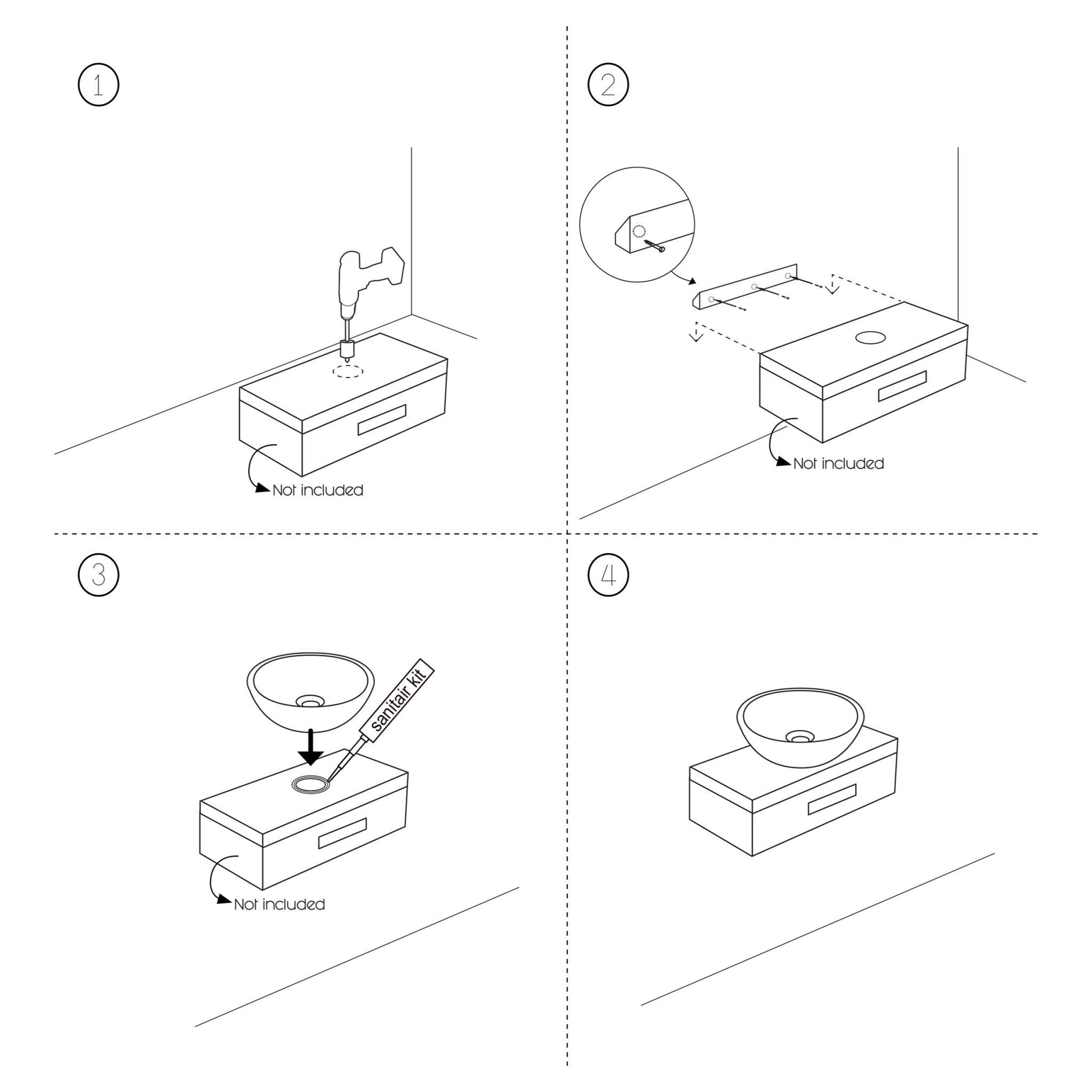Differnz Dias waskom beton | lichtgrijs | 50 x 41 x 14 cm - Mozaiektegel.com