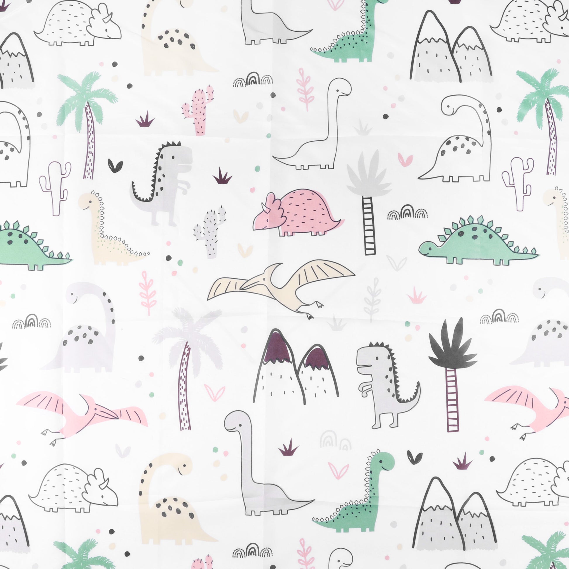 Differnz Dino douchegordijn 100% polyester - verzwaarde onderzoom - 180 x 200 cm - multi - Mozaiektegel.com