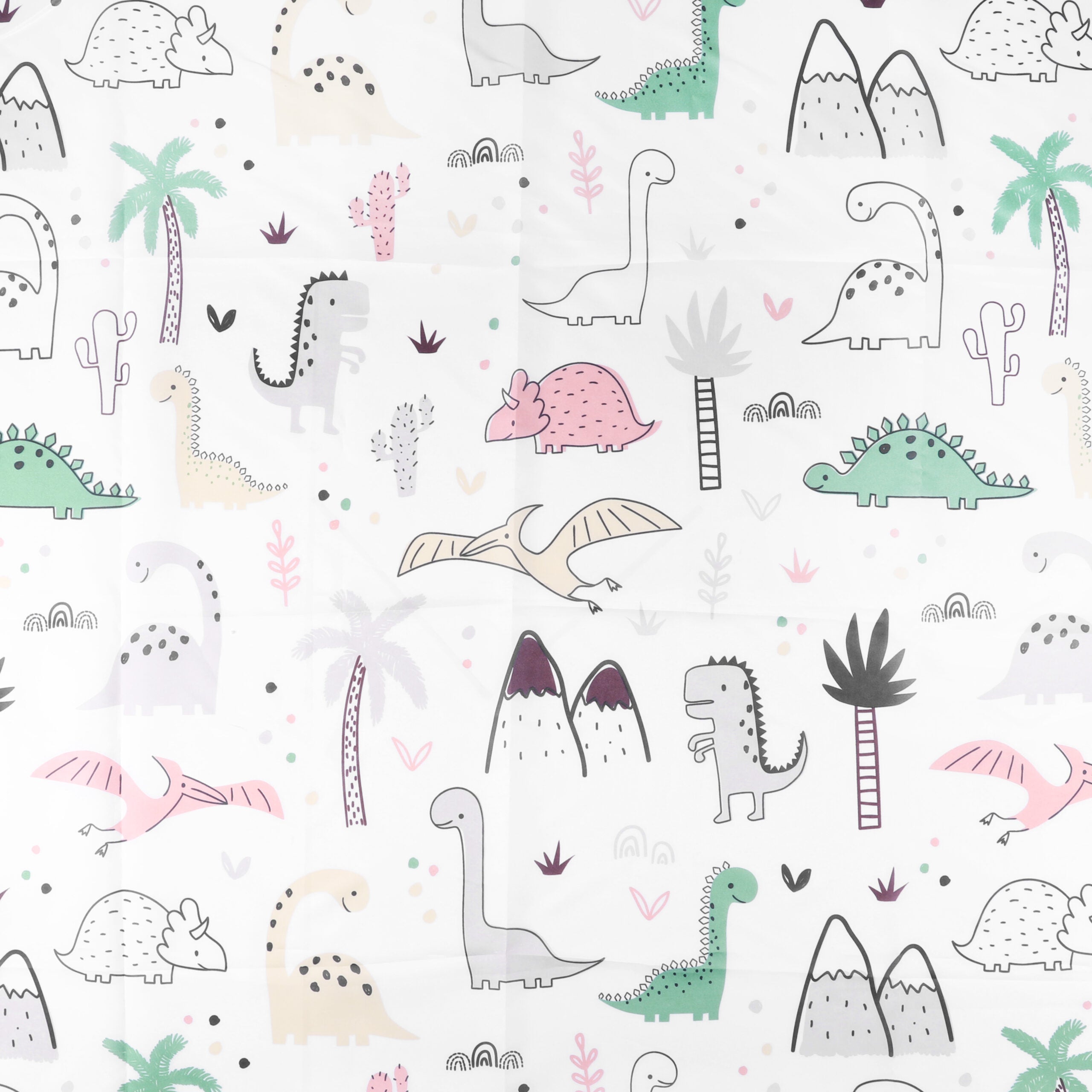 Differnz Dino douchegordijn 100% polyester - verzwaarde onderzoom - 180 x 200 cm - multi - Mozaiektegel.com