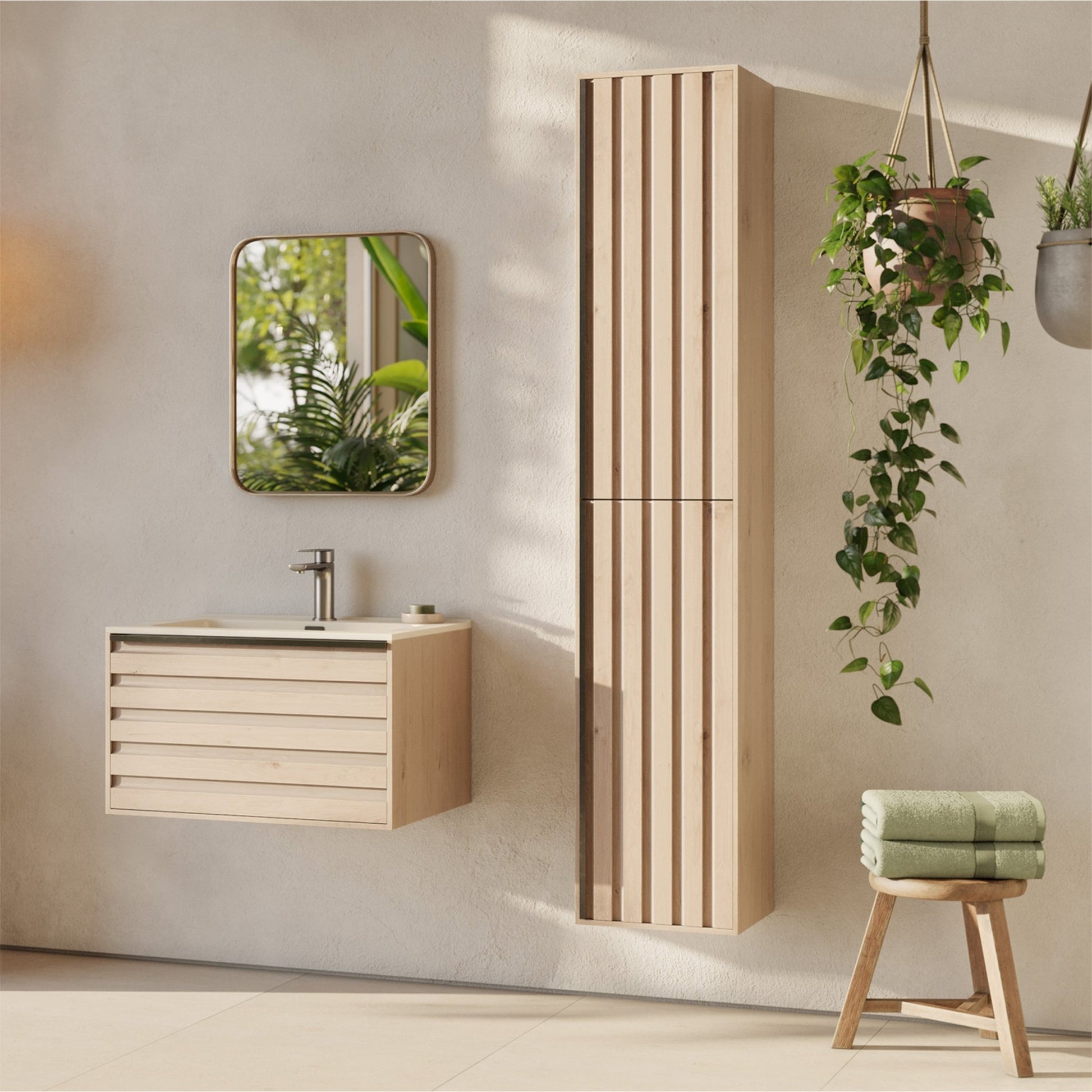 Differnz Elin hoge kast FSC® | eiken | 160 x 36 x 30 cm - Mozaiektegel.com