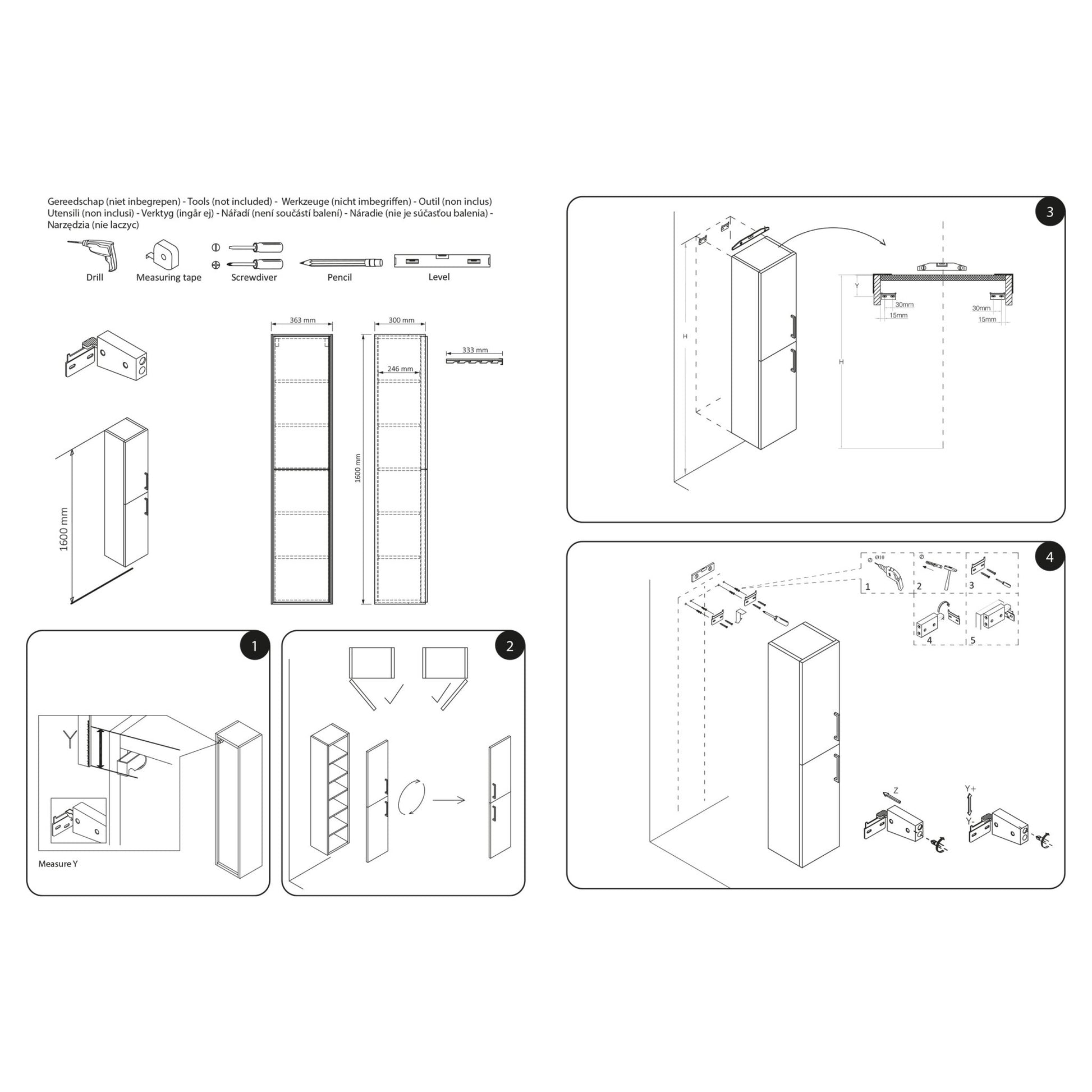Differnz Elin hoge kast FSC® | eiken | 160 x 36 x 30 cm - Mozaiektegel.com