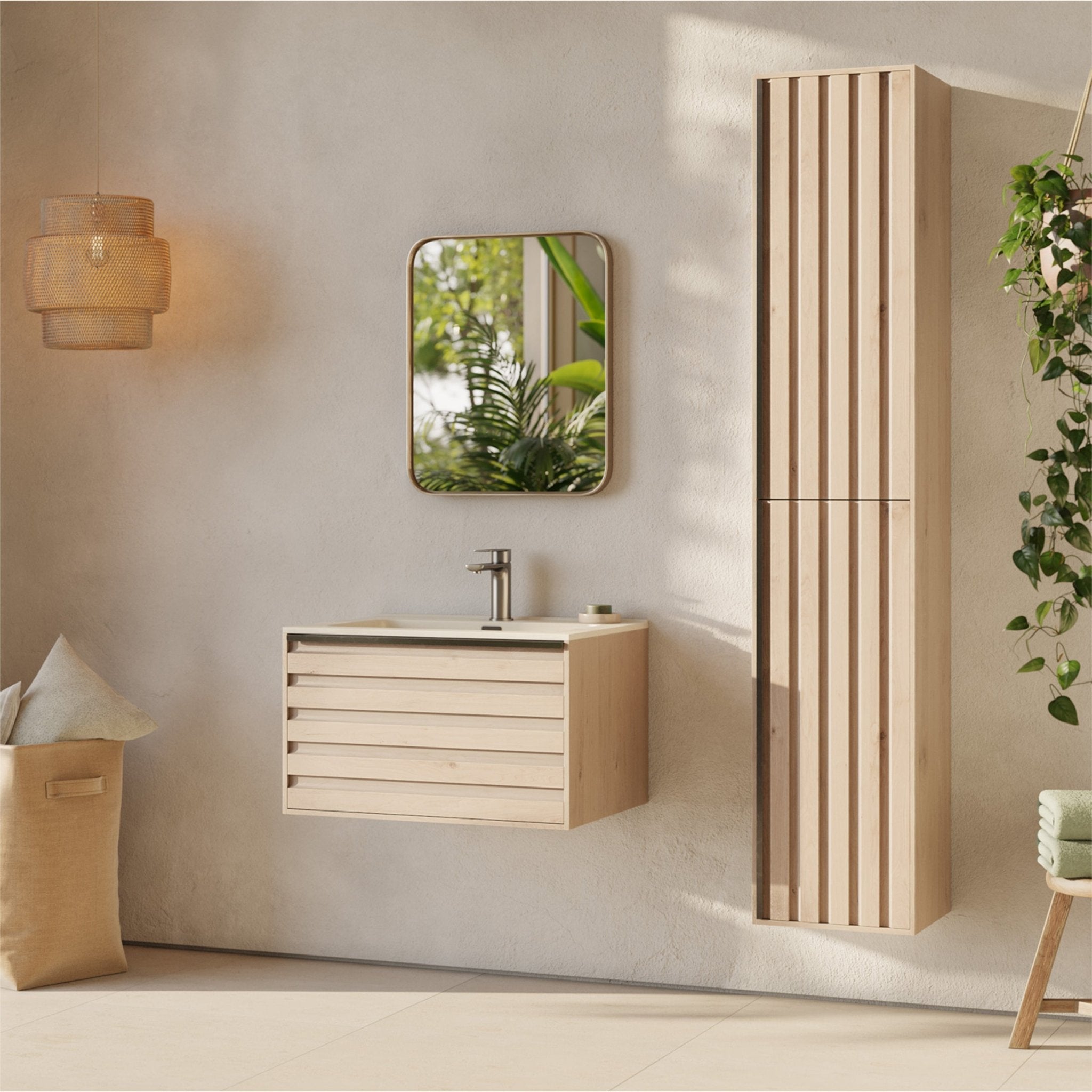 Differnz Elin meubelset FSC® | eiken/mat taupe | 60 cm - Mozaiektegel.com