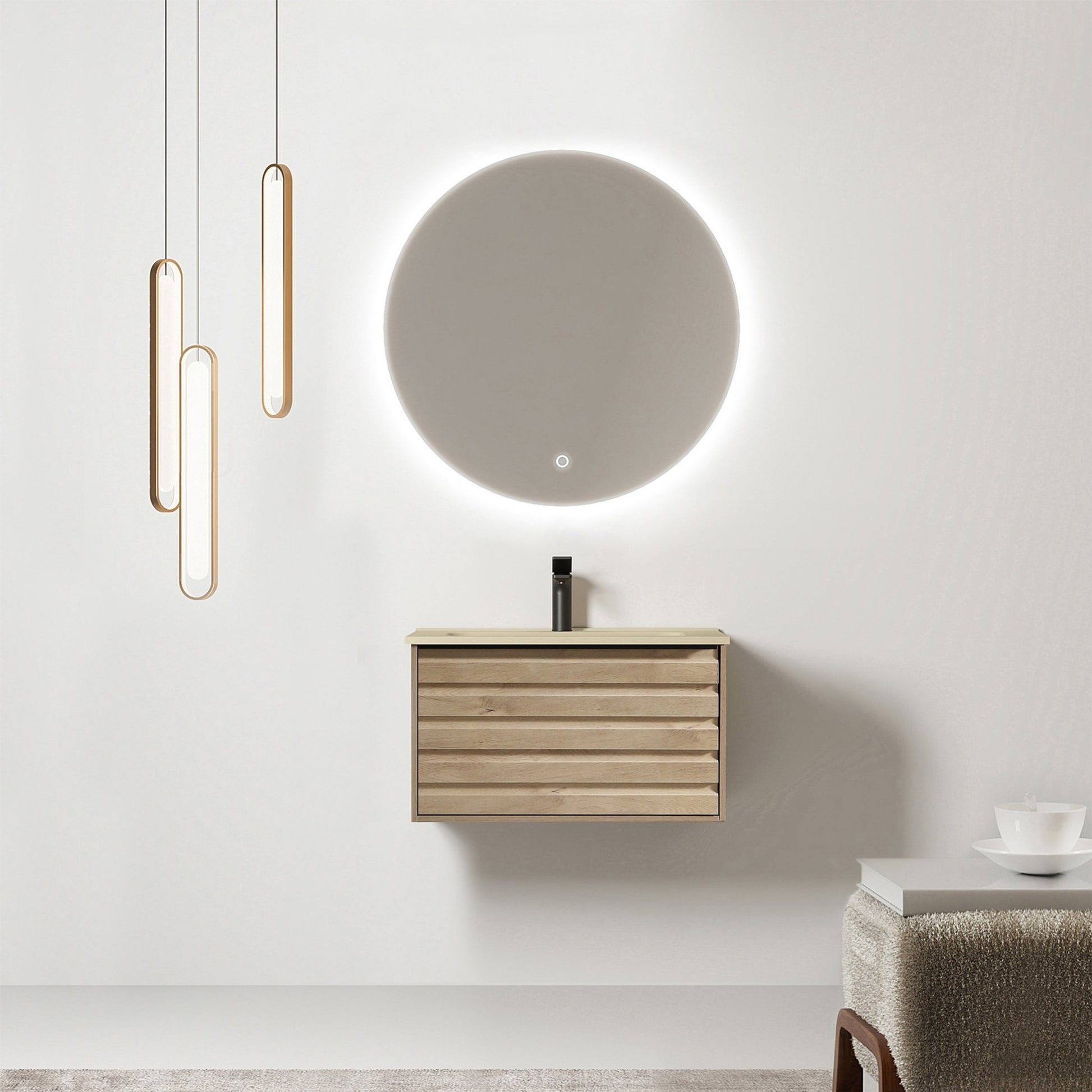 Differnz Elin meubelset FSC® | eiken/mat taupe | 60 cm - Mozaiektegel.com