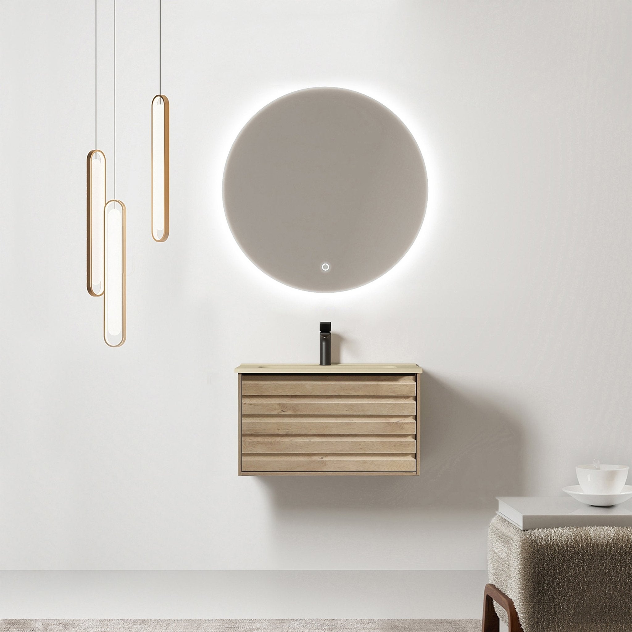 Differnz Elin meubelset FSC® | eiken/mat taupe | 60 cm - Mozaiektegel.com