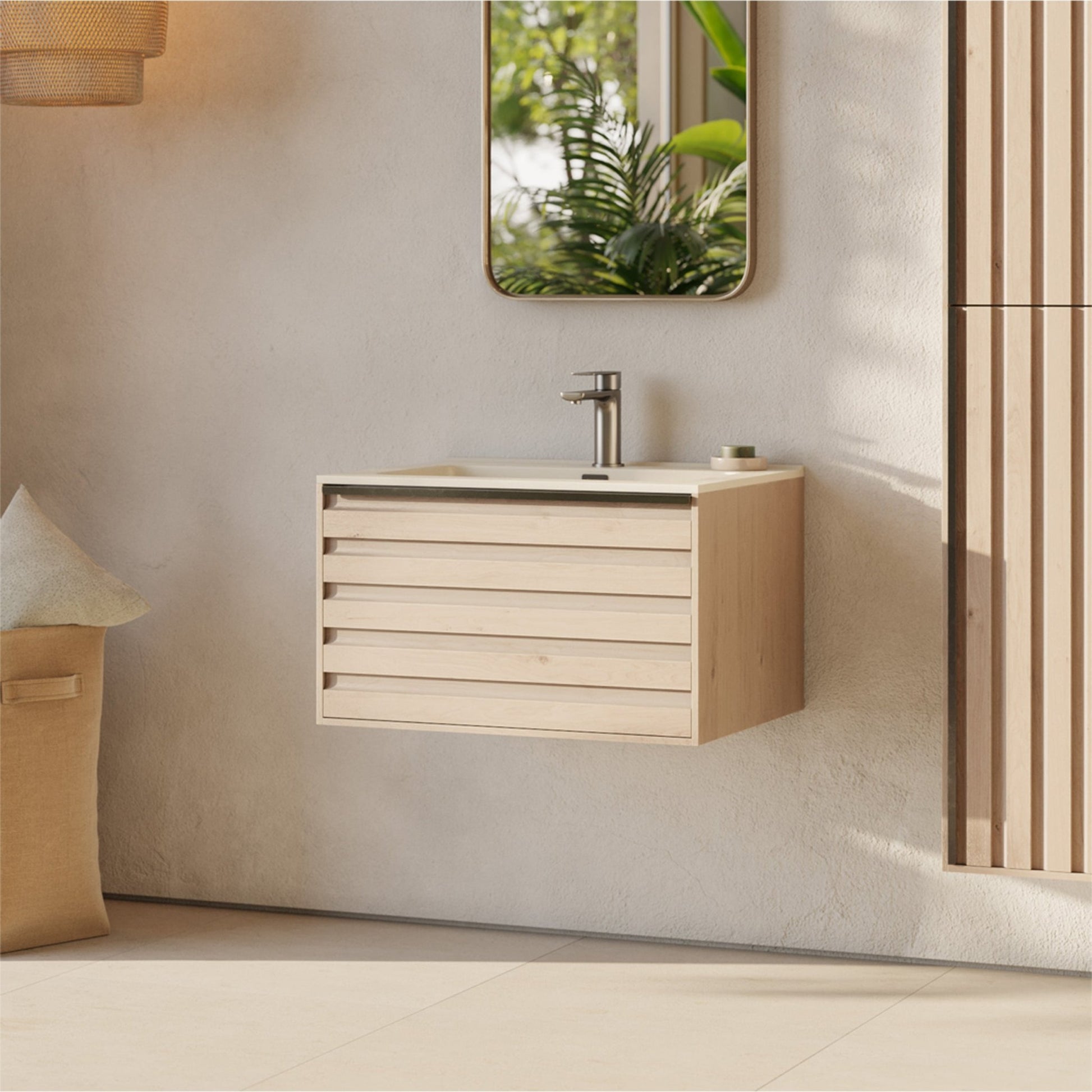 Differnz Elin wastafel kunstmarmer | mat taupe | 61 x 46.5 x 1.5 cm - Mozaiektegel.com