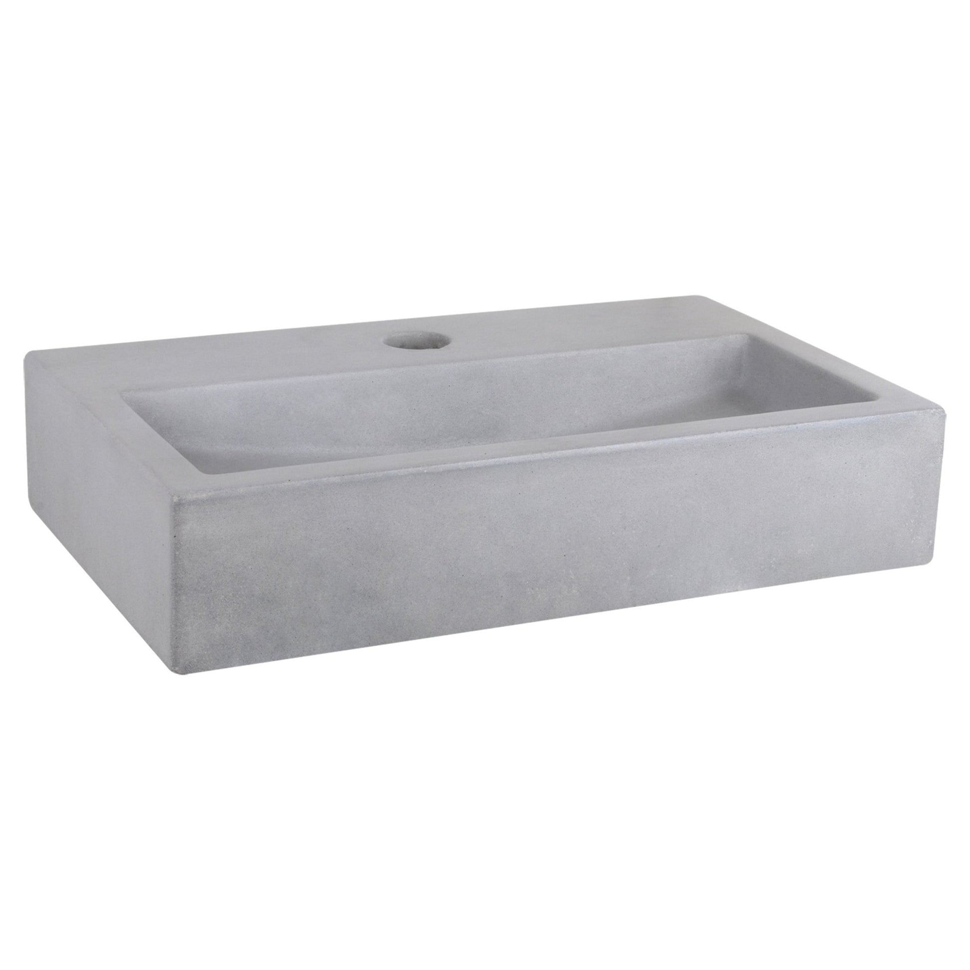 Differnz Flat fonteinset beton lichtgrijs - kraan gebogen - 38 x 24 x 8 cm - chroom - Mozaiektegel.com