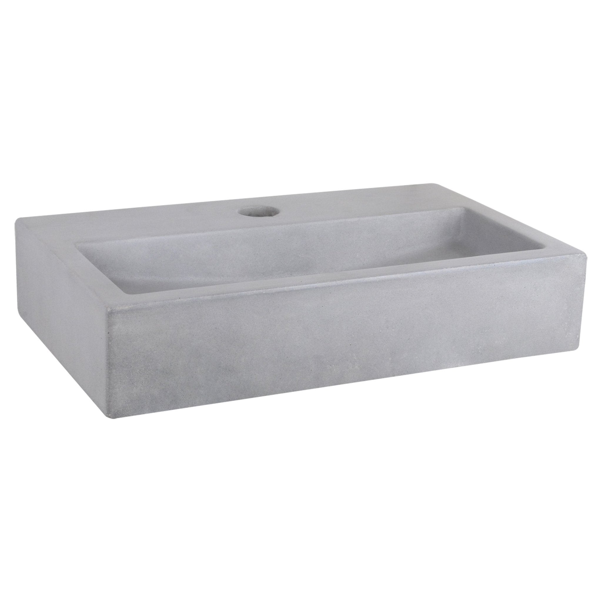 Differnz Flat fonteinset beton lichtgrijs - kraan recht - 38 x 24 x 8 cm - mat chroom - Mozaiektegel.com