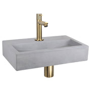 Differnz Flat fonteinset beton lichtgrijs - kraan recht - 38 x 24 x 8 cm - mat goud - Mozaiektegel.com