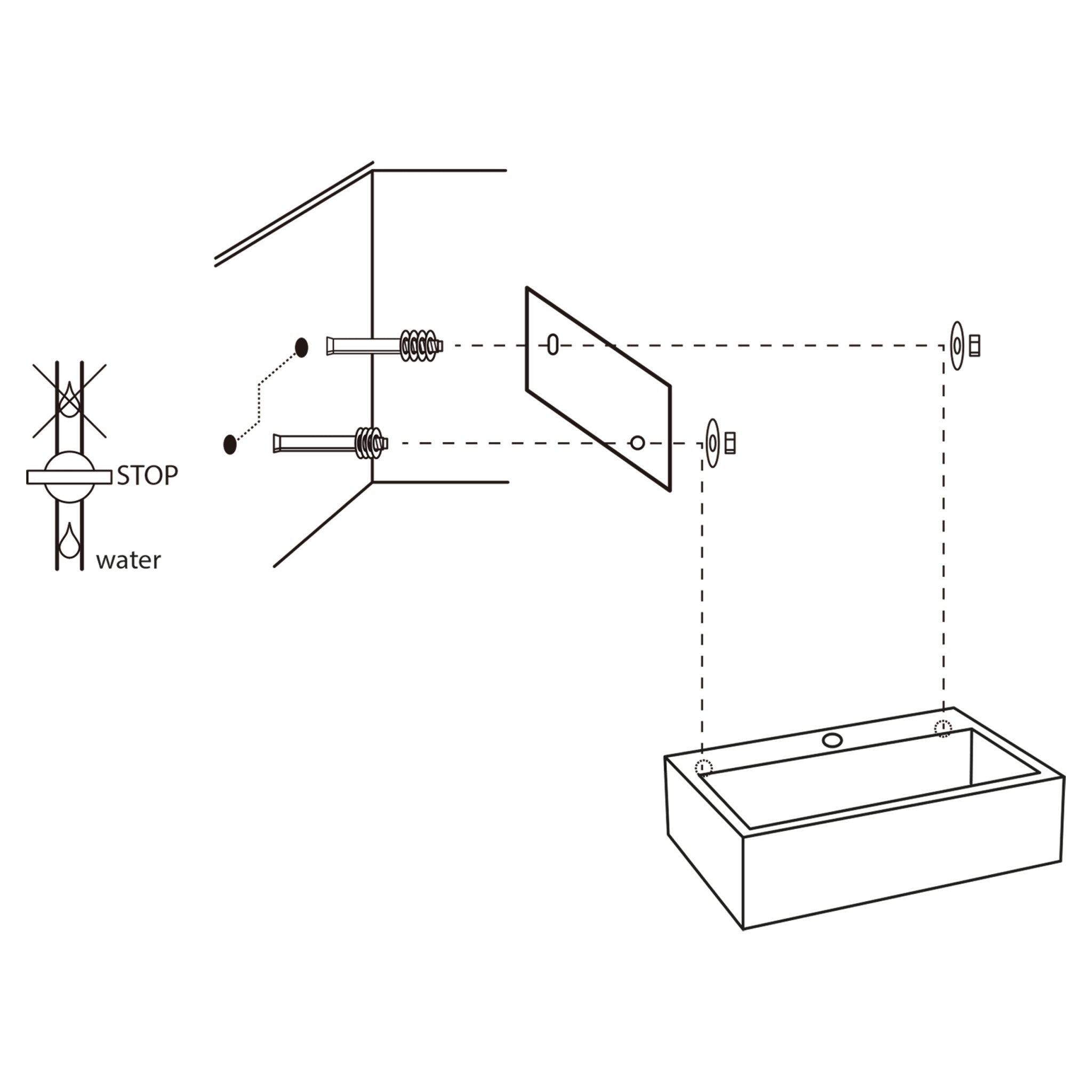 Differnz Flat fonteinset keramiek - kraan recht - 38 x 24 x 7 cm - mat zwart - Mozaiektegel.com