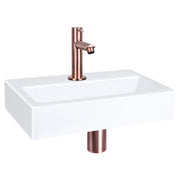 Differnz Flat fonteinset keramiek - kraan recht - 38 x 24 x 7 cm - rood koper - Mozaiektegel.com