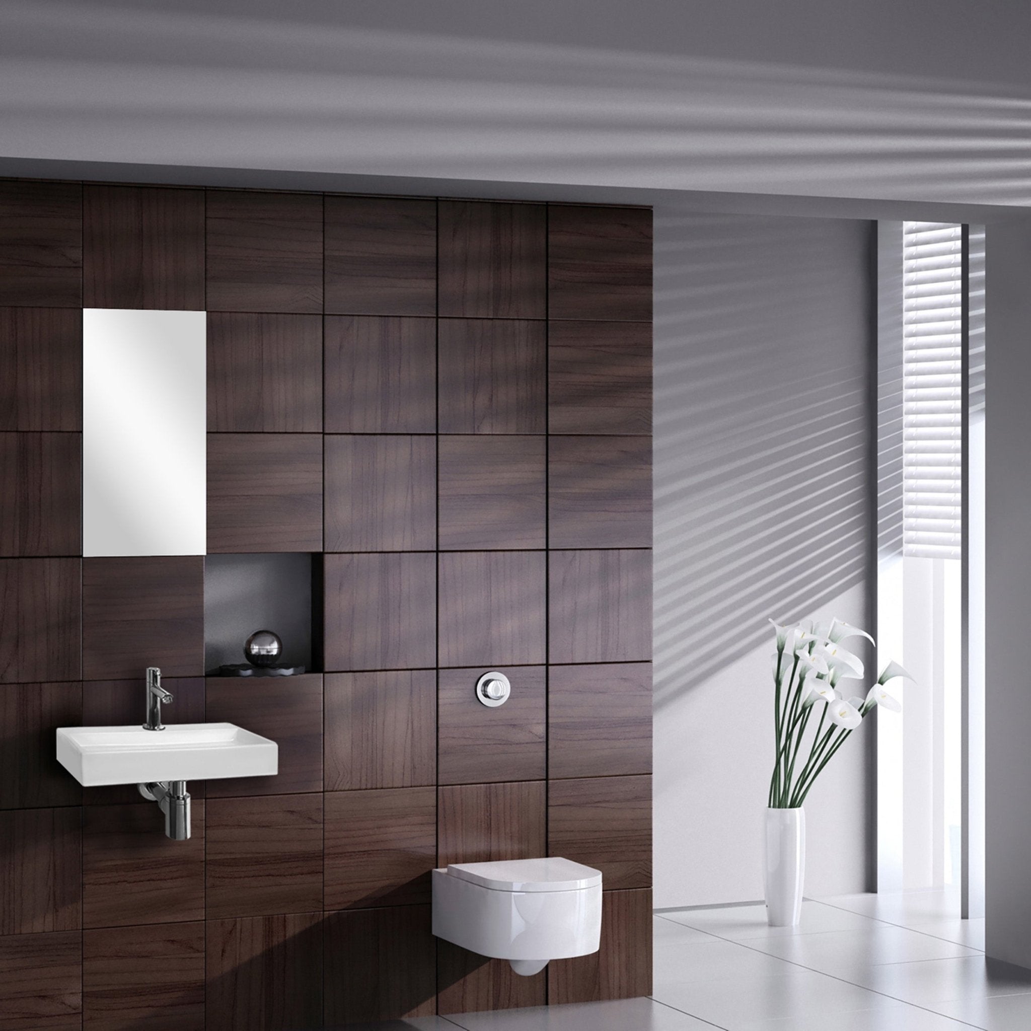 Differnz Flat Small fontein keramiek - 38 x 24 x 7 cm - wit - Mozaiektegel.com