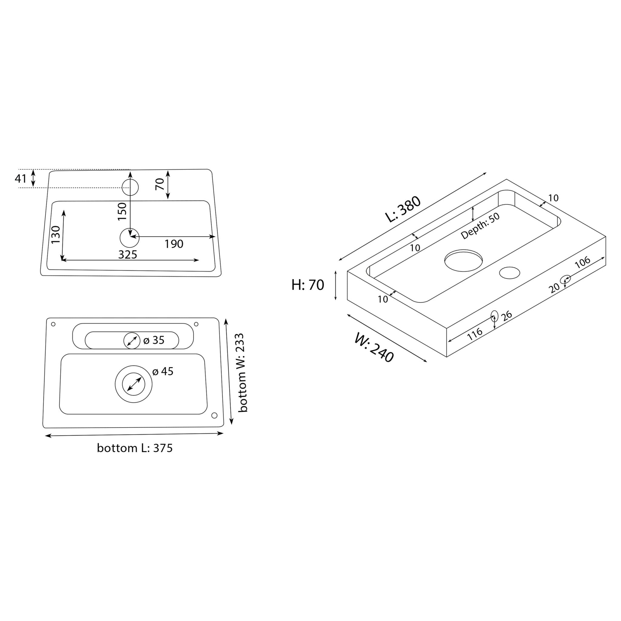 Differnz Flat Small fontein keramiek - 38 x 24 x 7 cm - wit - Mozaiektegel.com