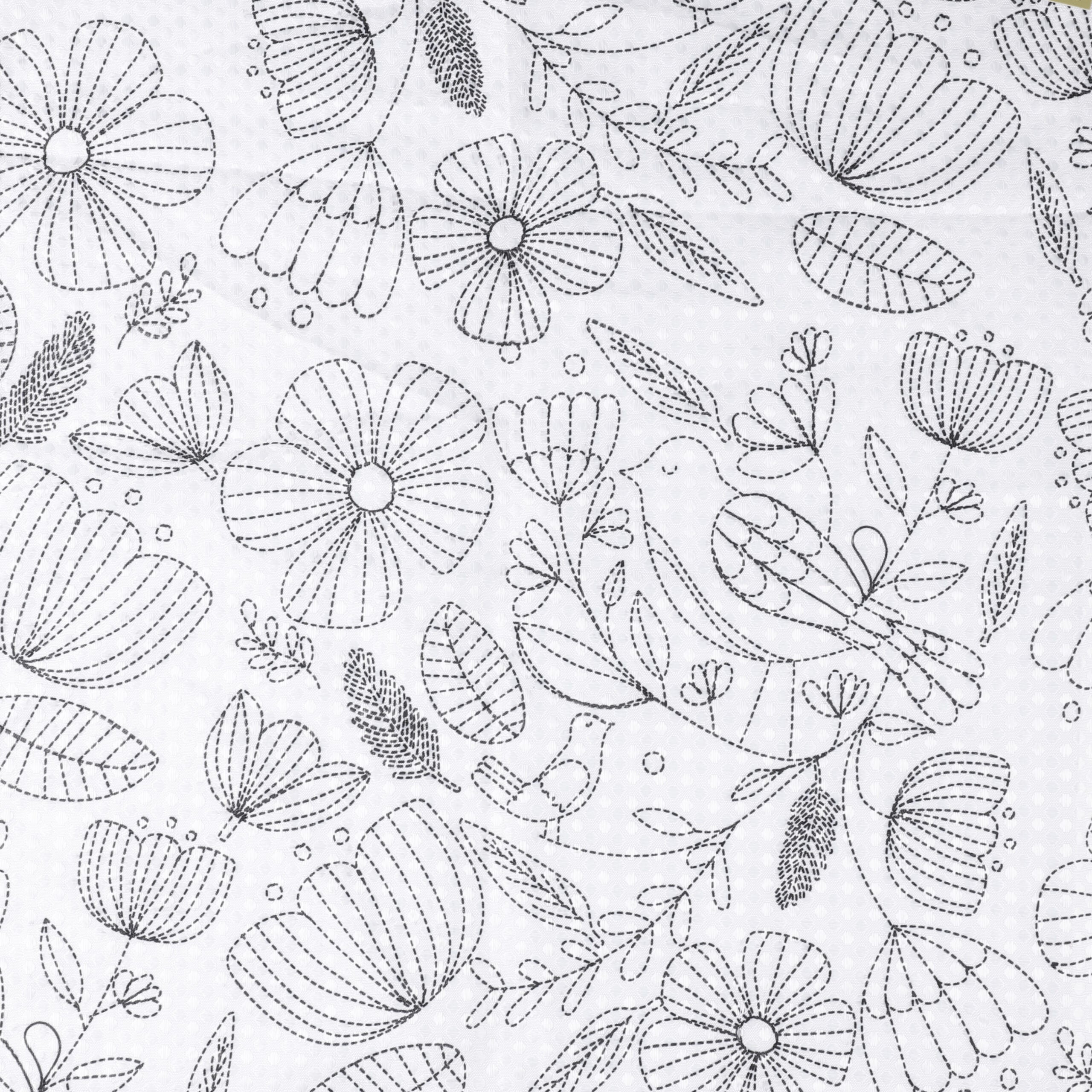 Differnz Flower douchegordijn 100% polyester - verzwaarde onderzoom - 120 x 200 cm - zwart/wit 31.010.35