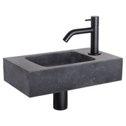 Differnz fonteinset bombai black - natuursteen - kraan gebogen - 40 x 22 x 9 cm - mat zwart - Mozaiektegel.com