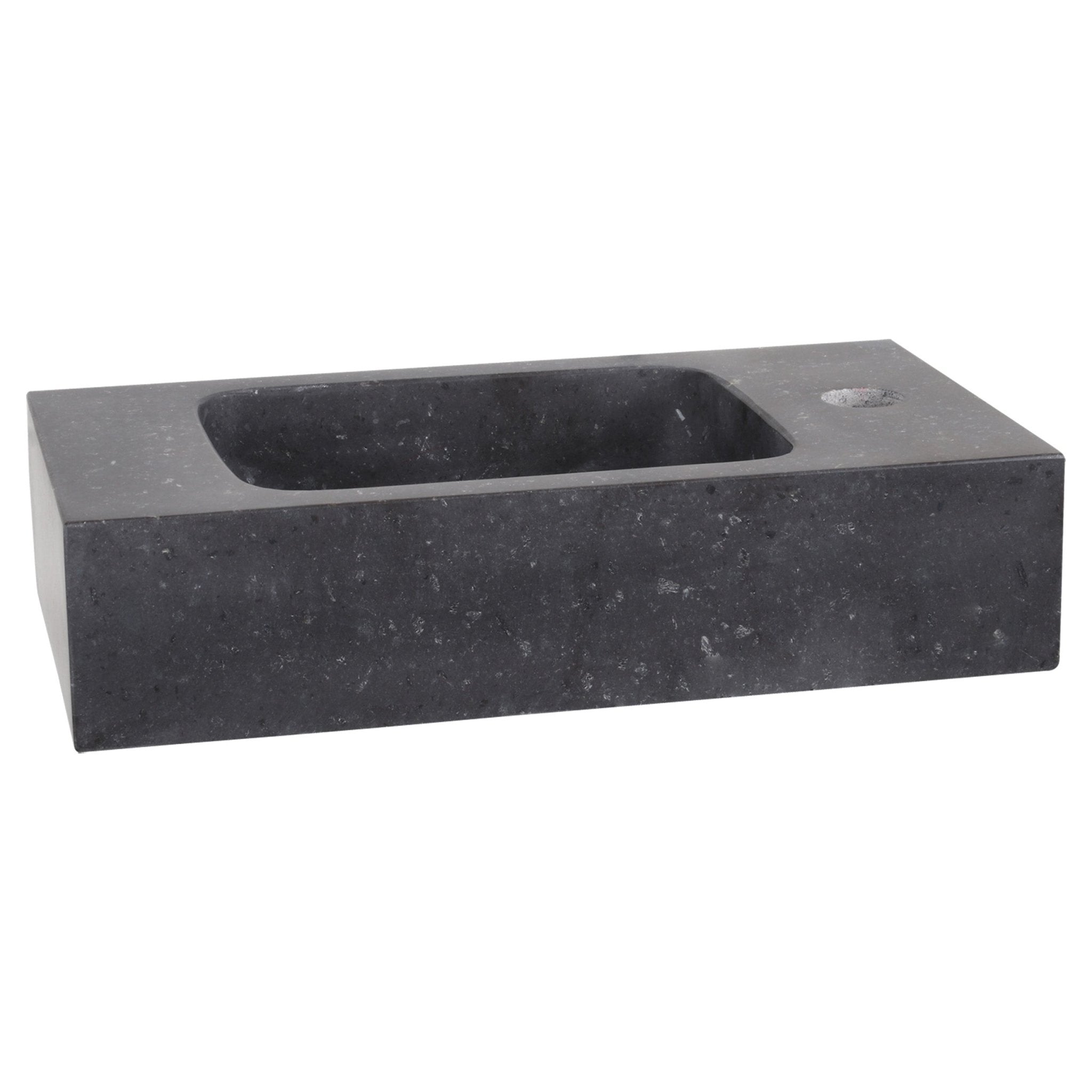 Differnz fonteinset bombai black - natuursteen - kraan gebogen - met handdoekrek - 40 x 22 x 9 cm - mat goud - Mozaiektegel.com