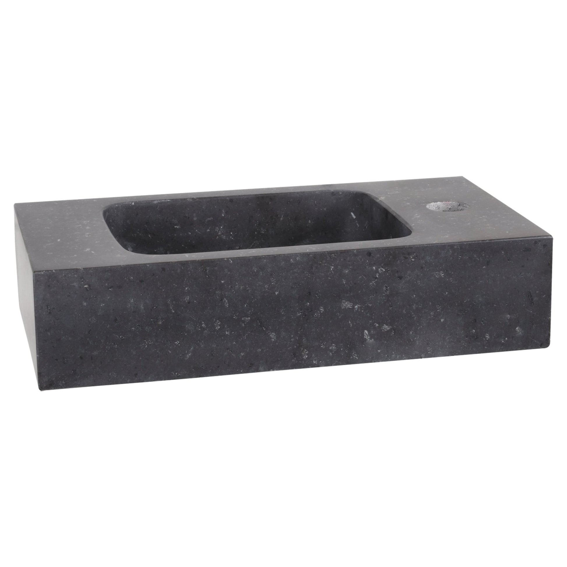 Differnz fonteinset bombai black - natuursteen - kraan gebogen - met handdoekrek - 40 x 22 x 9 cm - mat zwart - Mozaiektegel.com