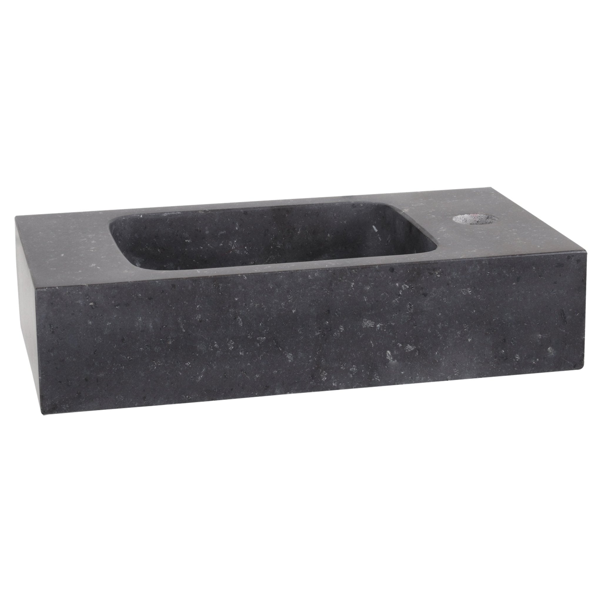 Differnz fonteinset bombai black - natuursteen - kraan gebogen - met handdoekrek - 40 x 22 x 9 cm - mat zwart - Mozaiektegel.com